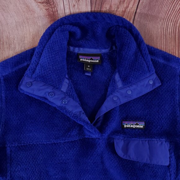 *FLAW* Patagonia Womens Size Medium Re-Tool Snap-T Pullover Sweater Blue 25442 - Picture 8 of 13
